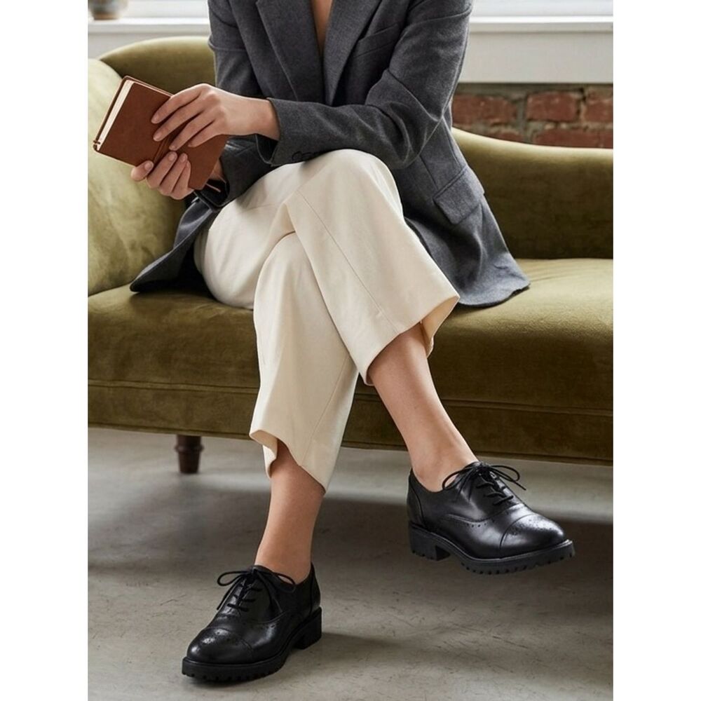 Jellypop Norah Black Chunky Oxford Shoes Womens 8.5M Academia Goth